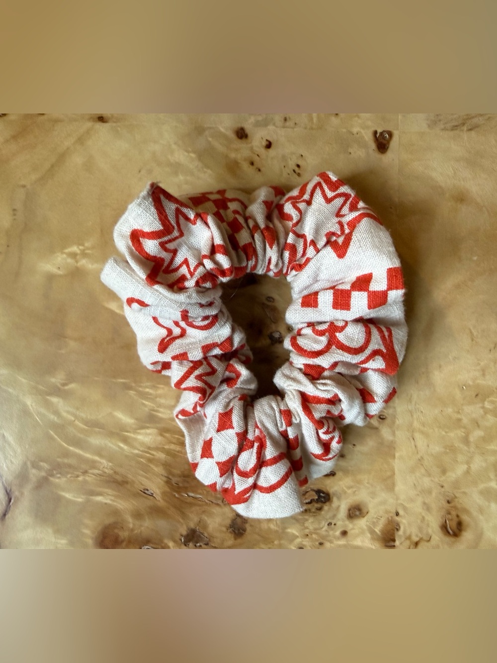 Cotton Scrunchie in Red Pattern